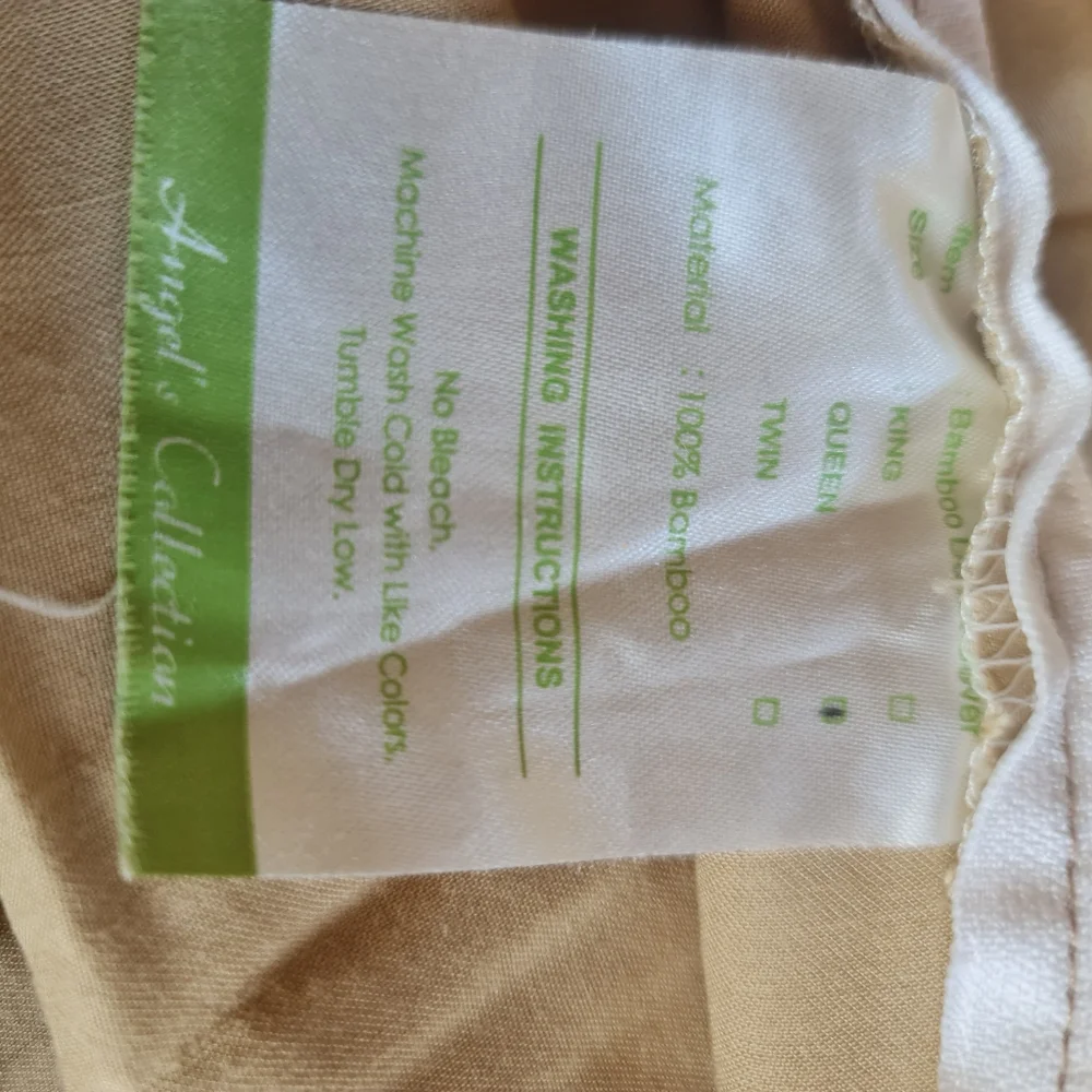 Angel's Collection Queen Size Bamboo Gold Tinted Beige Tan Bed Duvet Cover EUC